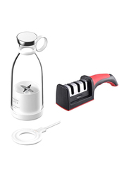 Zorex USB Portable Personal Size Blender & Kitchen Knife Sharpener, White