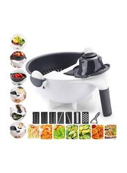 Zorex 100ml 9 In 1 Multifunction Vegetable Cutter Rechargeable Mini Food Chopper Shredder With Drain Basket Bowl & Vegetable Blender, White