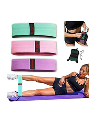 Zorex Non-Slip Elastic Fabric Resistance Workout Exercise Bands, 3 Pack, Multicolour
