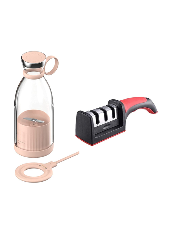 Zorex USB Portable Personal Size Blender & Kitchen Knife Sharpener, Pink