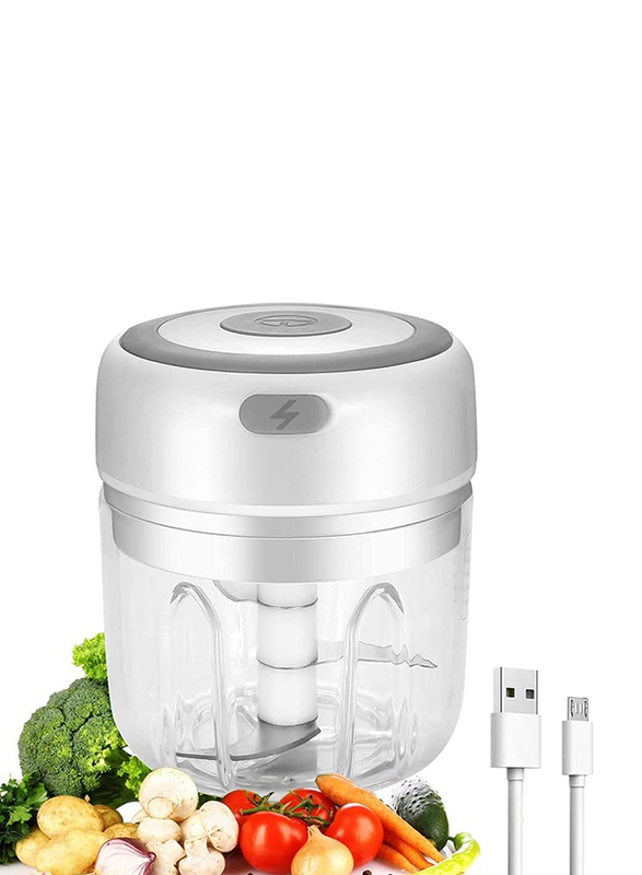 Zorex 100ml 9 In 1 Multifunction Vegetable Cutter Rechargeable Mini Food Chopper Shredder With Drain Basket Bowl & Vegetable Blender, White