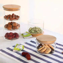 Zorex 3 Tier Airtight Glass Storage Bowl With Bamboo Lid, Clear