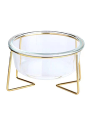 Zorex Glass Salad Bowl with Golden Stand, Clear