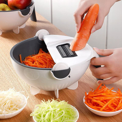 Zorex 9 in 1 Multifunction Rotate Vegetable Cutter Shredder with Drain Basket Bowl, White