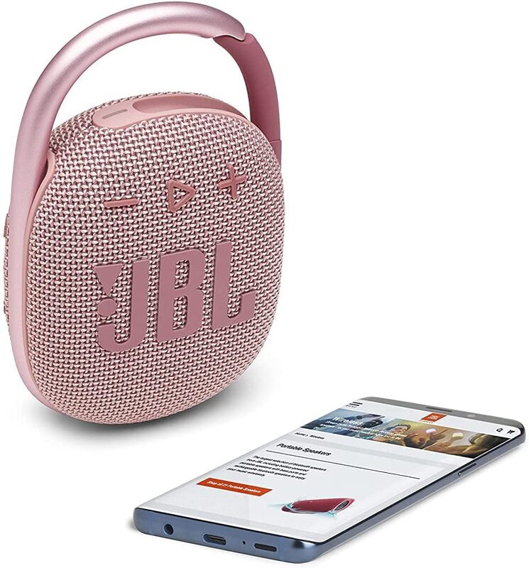JBL Clip 4 Portable Bluetooth Speaker, JBL Pro Sound, Punchy Bass, Ultra-Portable Design, Integrated Carabiner, Clip Everywhere, IP67 Waterproof + Dustproof, 18H Battery - Pink, JBLCLIP4PINK