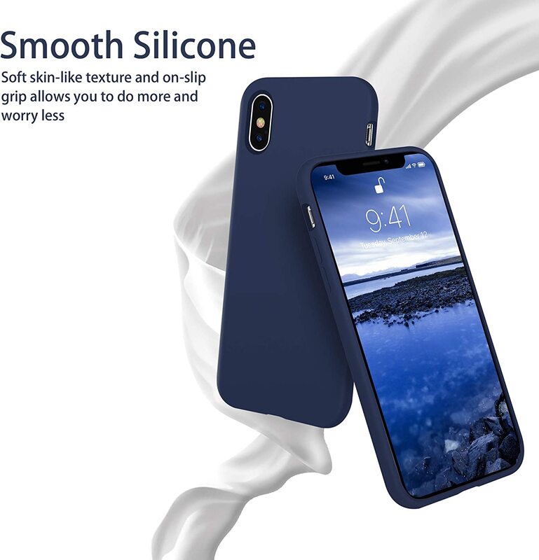 Otofly Apple iPhone Xs Max Silicone Gel Ultra Slim Fit Mobile Phone Case Cover, Navy Blue