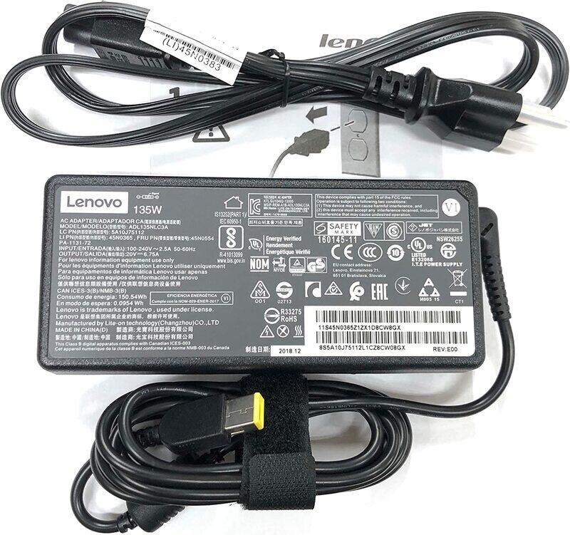 

Lenovo 20V 6.7A Slim Tip AC Adapter For Lenovo Ideapad, 135W, Black