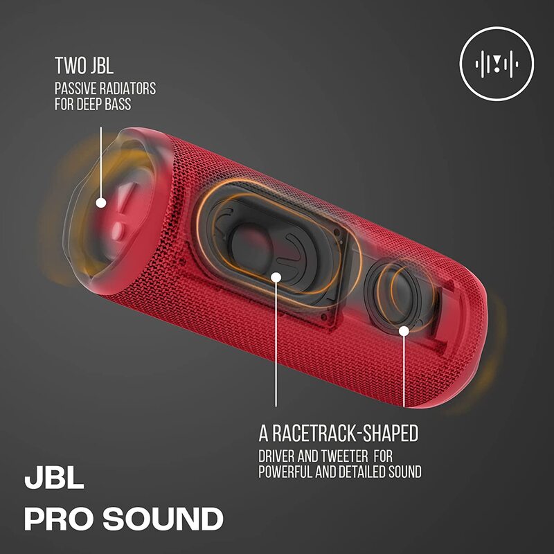 JBL Flip 6 مكبر صوت محمول IP67 مقاوم للماء مع صوت Bold JBL Original Pro ، مكبر صوت ثنائي الاتجاه ، صوت قوي وباس عميق ، بطارية 12 ساعة ، حماية شحن USB-C آمنة - أحمر ، JBLFLIP6RED