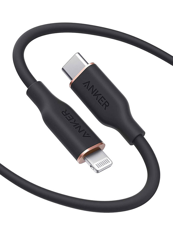 Anker 6-Feet Powerline 3 Flow USB C Cable, USB Type-C to Lightning for Smartphones/Tablets, Black