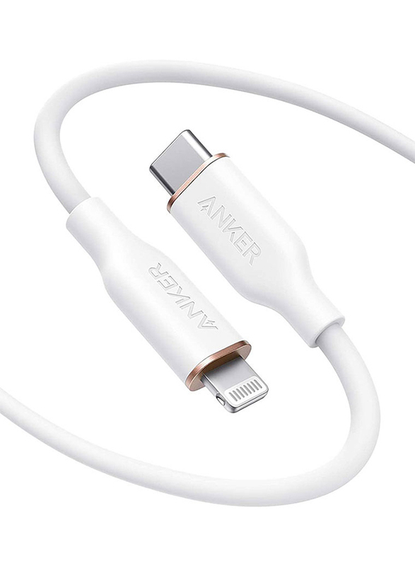 Anker 3-Feet Powerline 3 Flow USB C Cable, USB Type-C to Lightning for Smartphones/Tablets, White