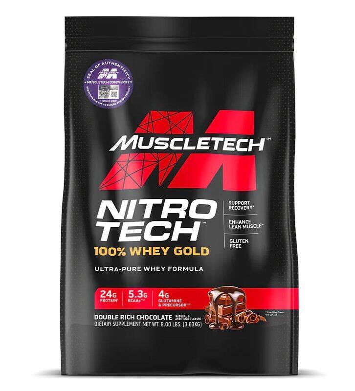 

Muscletech Nitro Tech Whey Gold Protein Powder, 3.63kg, Double Rich Chocolate