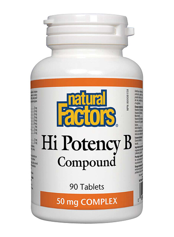 

Natural Factors Hi Potency B Compound Tablets, 50mg, 90 Tablets