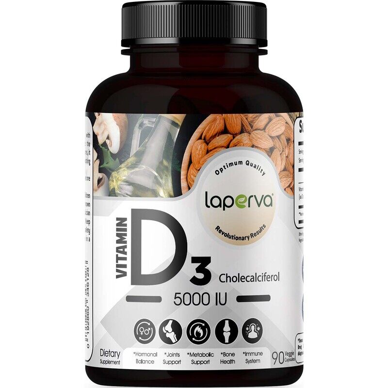 

Laperva Vitamin D3 Cholecalciferol Dietary Supplement, 5000IU, 90 Veggie Capsules