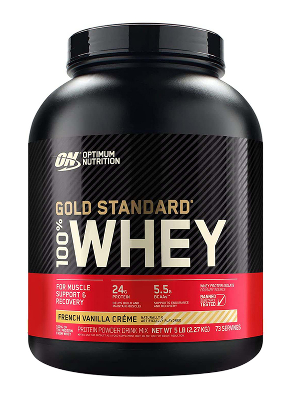 Optimum Nutrition Gold Standard 100% Whey Protein Powder, 2.27Kg, French Vanilla