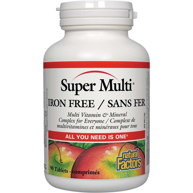 

Natural Factors Super Multi Iron Free Tablets, 90 Tablets