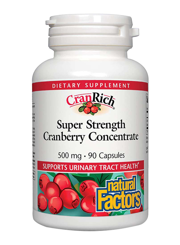 Natural Factors Super Strength Cranberry Concentrate Dietary Supplement, 500mg, 90 Capsules