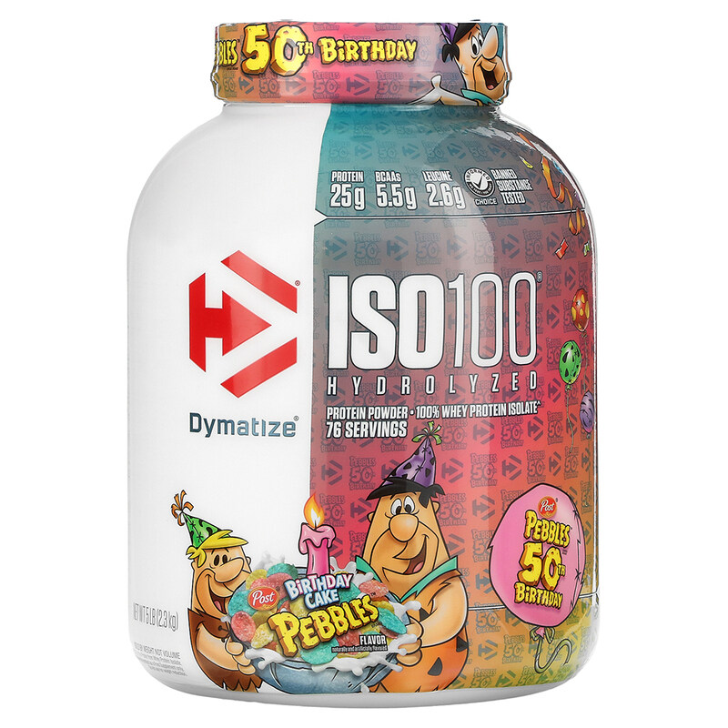 

Dymatize ISO 100 Protein Powder, 2.3Kg, Birthday Pebbles