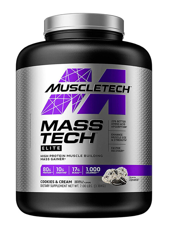 

Muscletech Mass Tech Protein Powder, 3.18Kg, Cookies & Cream