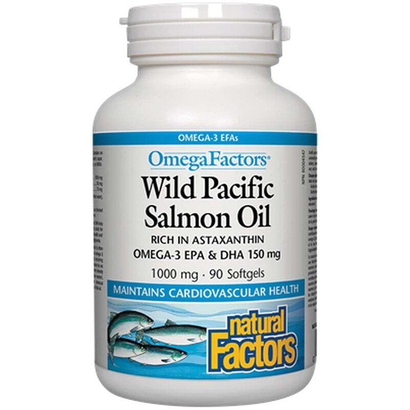 

Natural Factors Wild Pacific Salmon Oil, 1000mg, 90 Softgels