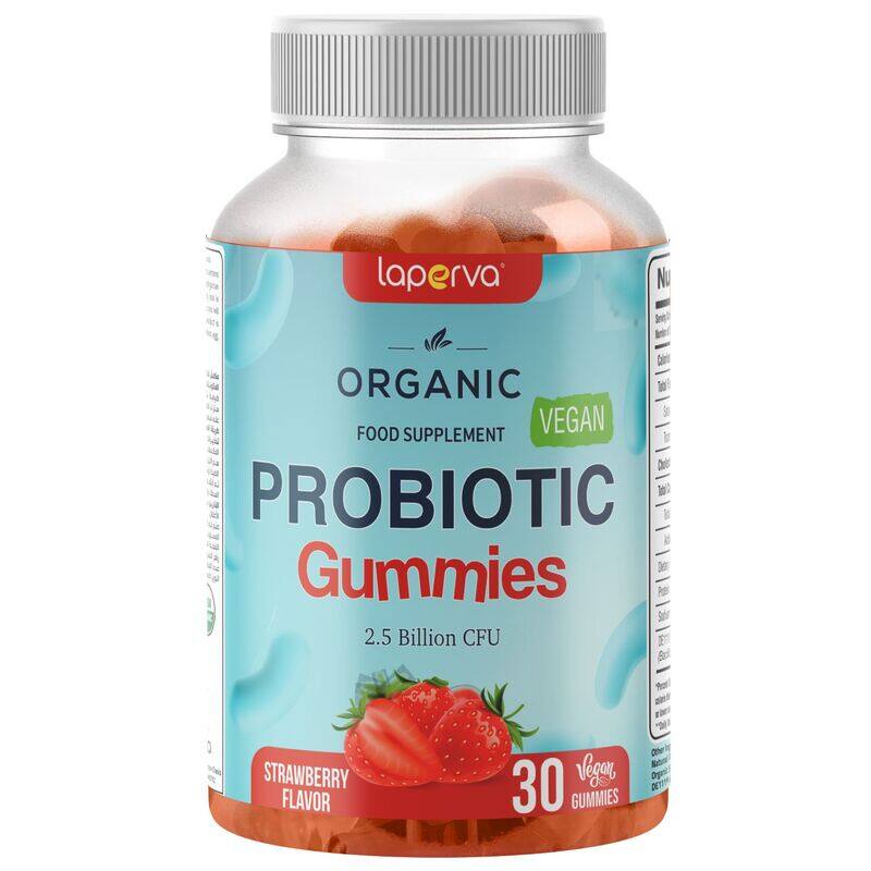 

Laperva Organic Probiotic, Strawberry, 30 Vegan Gummies