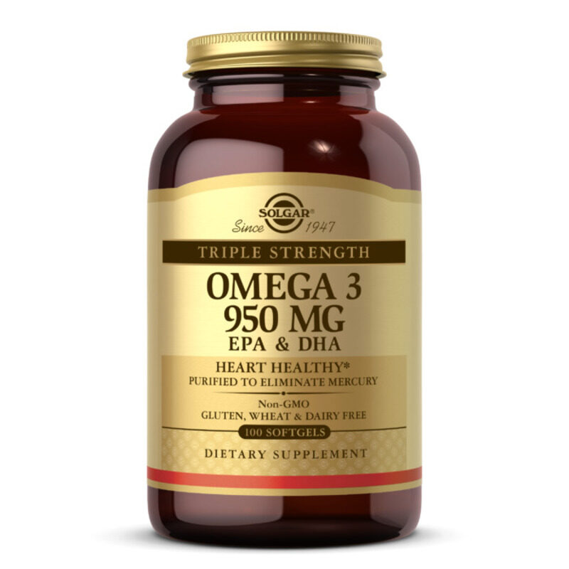 

Solgar Triple Strength Omega-3, 950mg, 100 Softgels, Unflavored