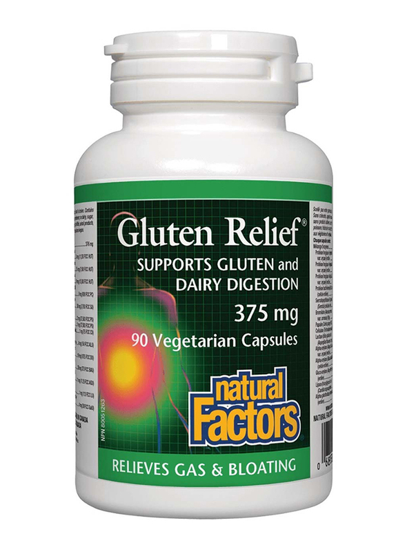 Natural Factors Gluten Relief Veggie Capsules, 375mg, 90 Capsules