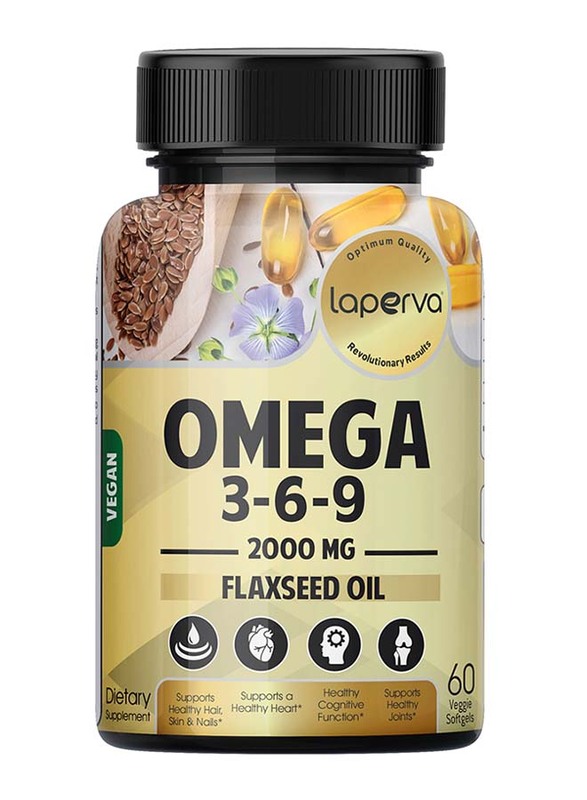 Laperva Omega-3-6-9 Flaxseed Oil Dietary Supplement, 2000mg, 60 Veggie Softgels