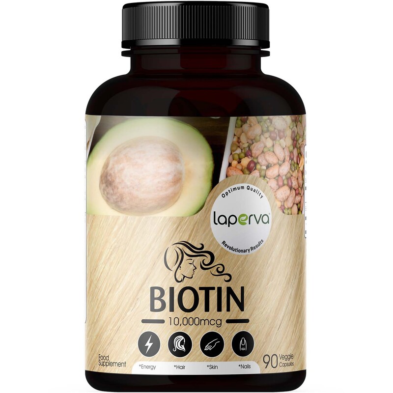 Laperva Biotin Food Supplement, 10000mcg, 90 Veggie Tablets