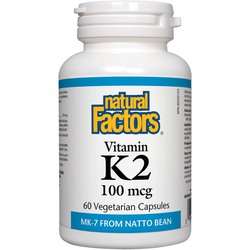 Natural Factors Vitamin K2 Veggie Capsules, 100 mcg, 60 Capsules