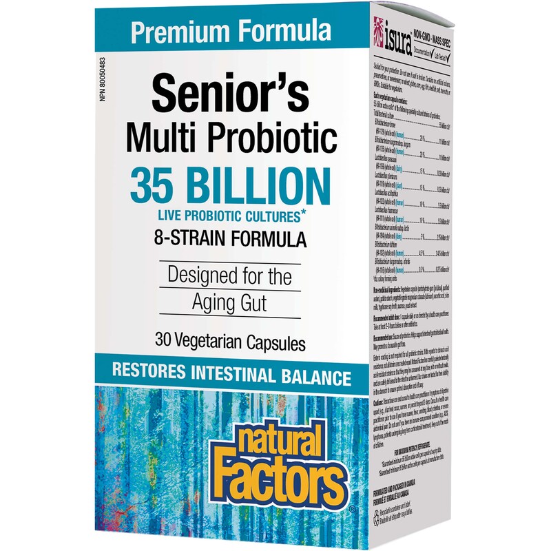 Natural Factors Seniors Multi Probiotic Veggie Capsules, 35 Billion Active Cells, 30 Capsules