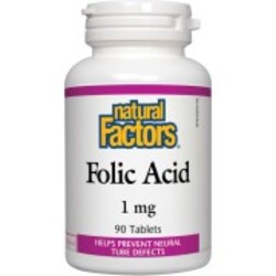 Natural Factors Folic Acid, 1 mg, 90 Tablets