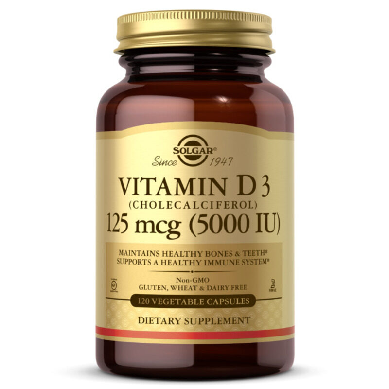 

Solgar Vitamin D3 (Cholecalciferol), 5000 IU, 120 Vegetable Capsules