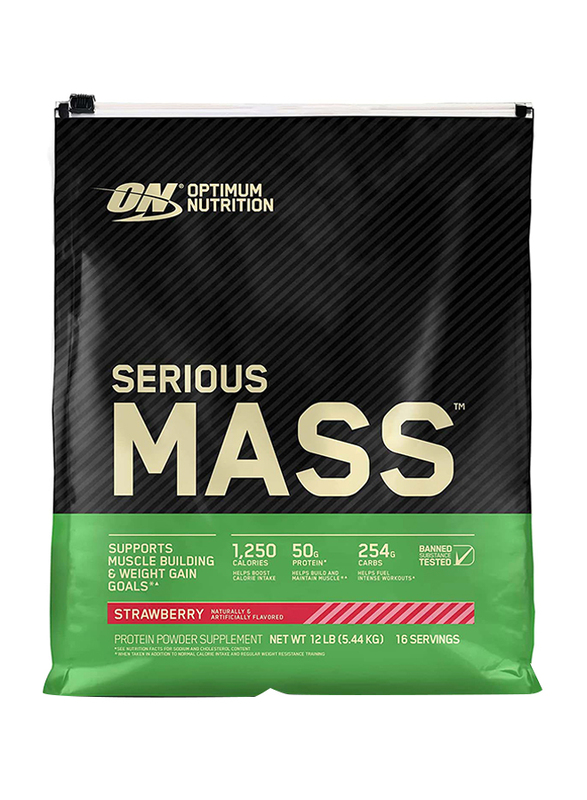 Optimum Nutrition Serious Mass Protein Powder, 5.44Kg, Strawberry