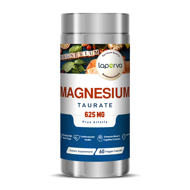 Laperva Magnesium Taurate Dietary Supplement, 625mg, 60 Veggie Capsules