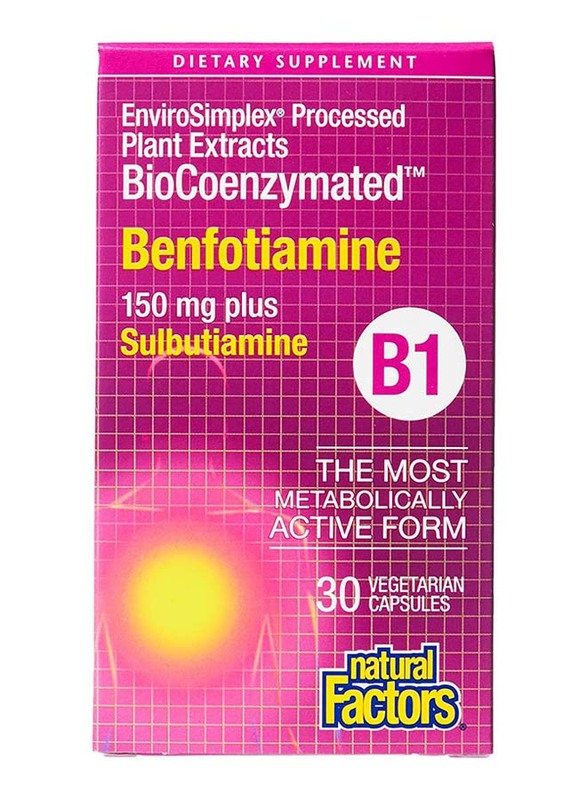 

Natural Factors BioCoenzymated B1 Benfotiamine Dietary Supplement, 150mg Plus, 30 Vegetarian Capsules