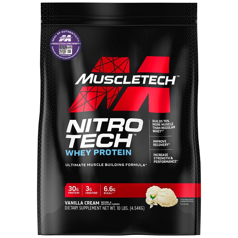 Muscletech Nitro Tech Whey Protein Powder, 4.54Kg, Vanilla