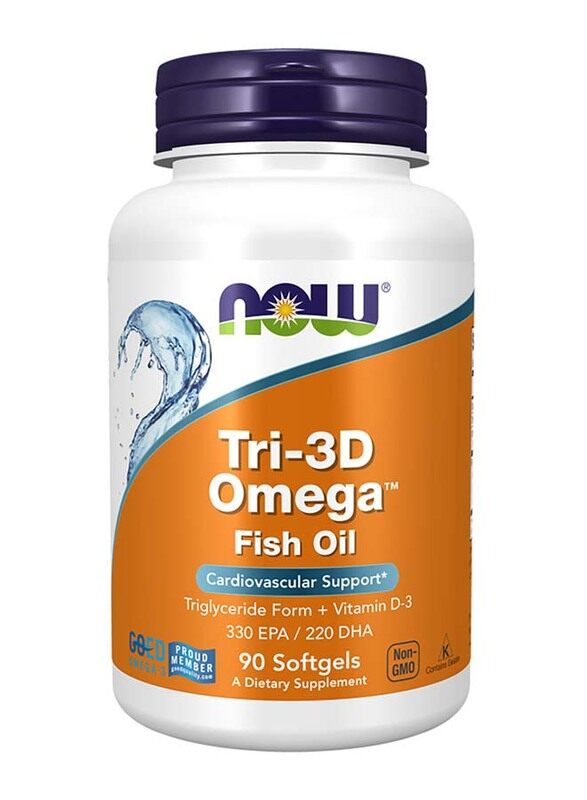 

Now Omega Tri-3D, 1000mg, 90 Softgels, Unflavored