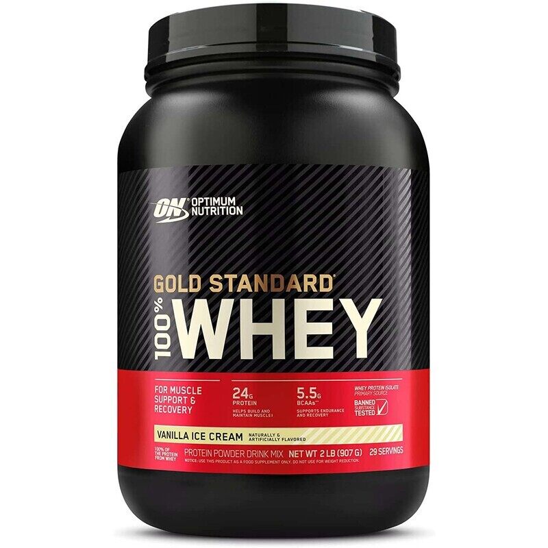 

Optimum Nutrition Gold Standard 100% Whey Protein, Vanilla Ice Cream, 2 LB