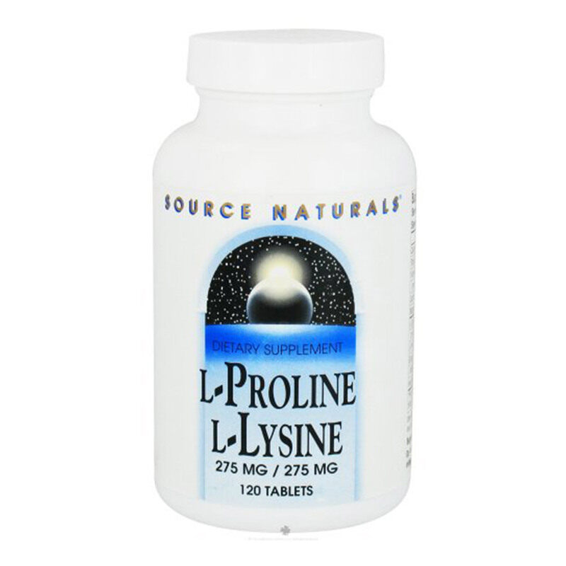 

Source Naturals L Proline L Lysine, 275 mg, 120 Tablets