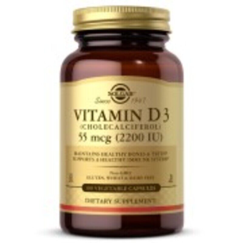 

Solgar Vitamin D3 (Cholecalciferol), 55 mcg 2200 IU, 100 Veggie Capsules