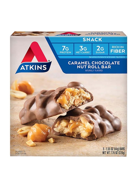 Atkins Caramel Chocolate Nut Roll Snack Bar, 44g