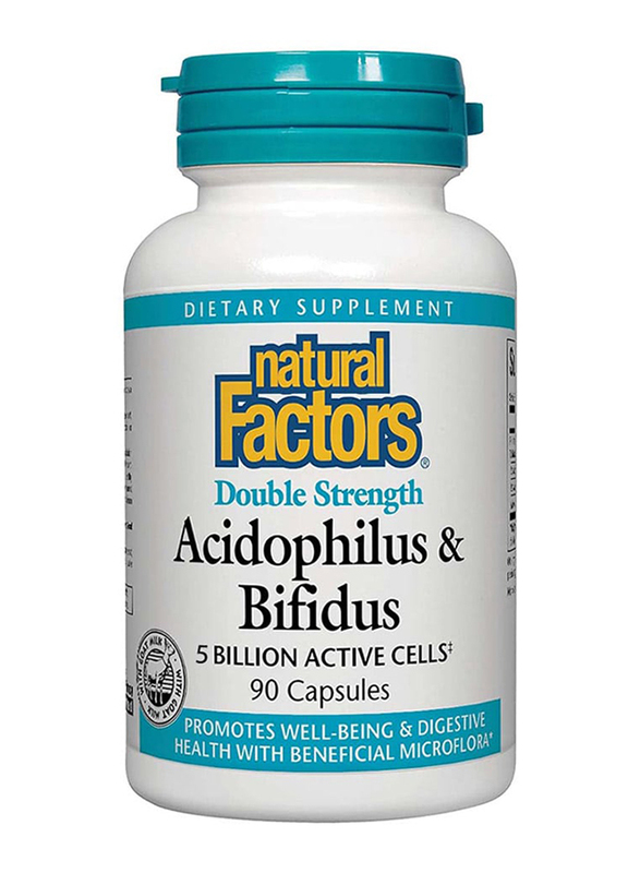 Natural Factors Acidophilus & Bifidus Dietary Supplement, 5 Billion Active Cells, 90 Capsules