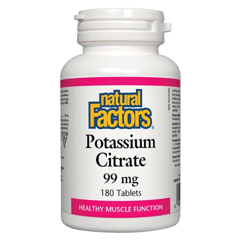 

Natural Factors Potassium Citrate Tablets, 99mg, 180 Tablets