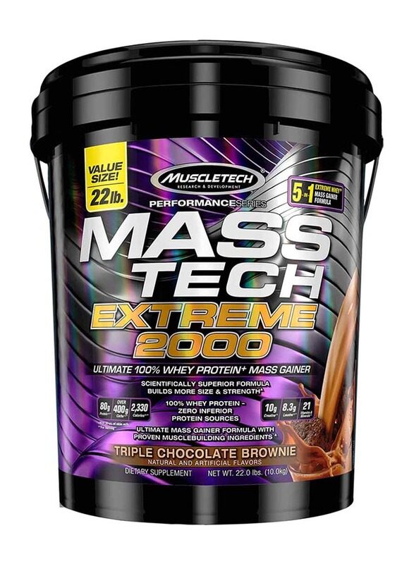 

Muscletech Mass Tech Extreme 2000 Protein Powder, 10Kg, Triple Chocolate Brownie