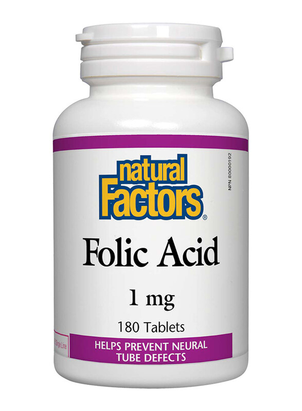 

Natural Factors Folic Acid, 1mg, 180 Tablets