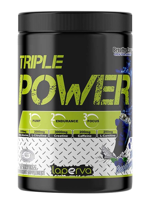 Laperva Triple Power Pre-Workout Protein Powder, 60 Servings, Blue Raspberry