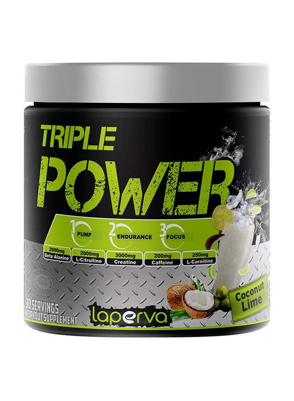 Laperva Triple Power Pre-Workout Protein Powder, 30 Servings, Coconut & Lime