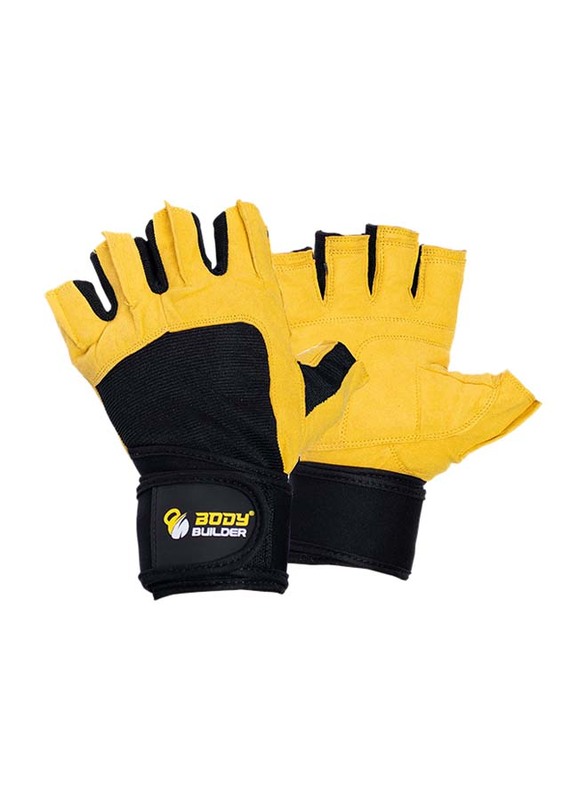Body Builder Wrist Support Gloves, X-Large, Black/Yellow