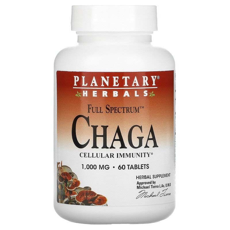 

Planetary Herbals Chaga Full Spectrum, 1000 mg, 30 Tablets