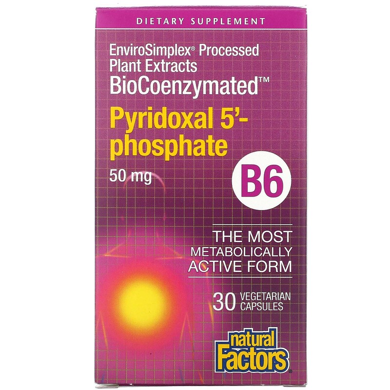 Natural Factors B6 Biocoenzymated Pyridoxal 5 - Phosphate Dietary Supplement, 50mg, 30 Vegetarian Capsules